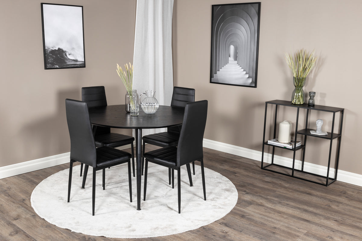 Venture Design Slim & Dipp Matstolar Svart + Matbord ⌀115