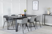 Venture Design Comfort & Marina Matstolar 2-pack Grå + Rektangulära Matbord 180 x 90 Svart