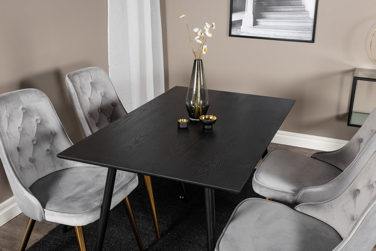 Venture Design Dipp & Velvet Deluxe Matbord 85x120 + Matstolar Grå