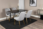 Venture Design Dipp & Velvet Deluxe Matbord 85x120 + Matstolar Grå