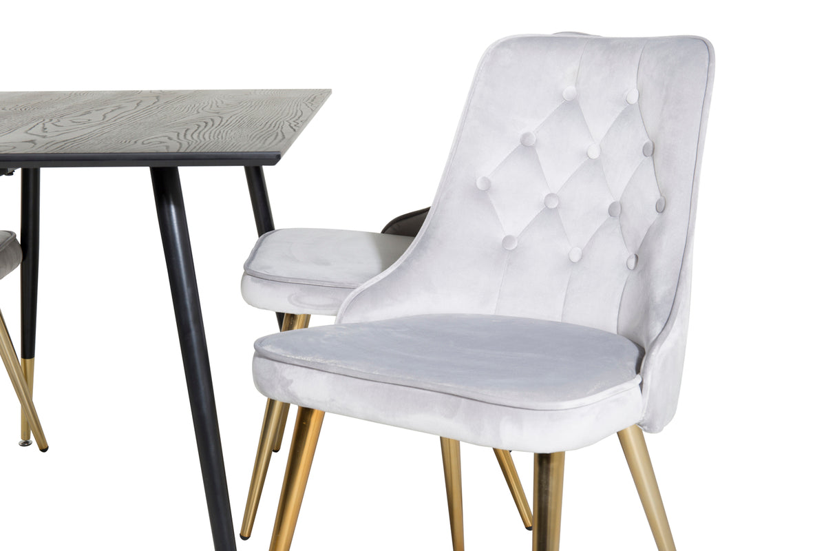 Venture Design Dipp & Velvet Deluxe Matbord 85x120 + Matstolar Grå