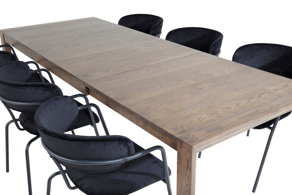 Venture Design Slider & Arrow Matbord 250*95*75 + Matstolar Svart