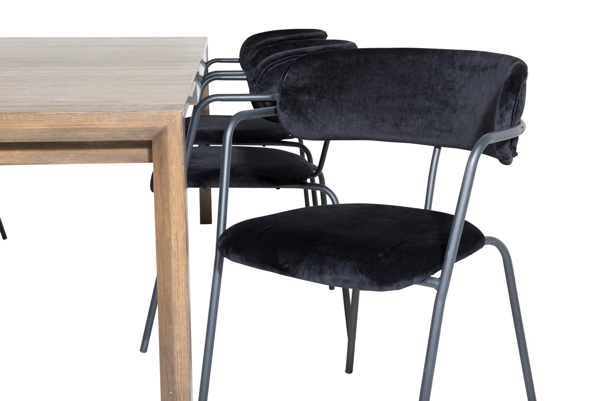 Venture Design Slider & Arrow Matbord 250*95*75 + Matstolar Svart