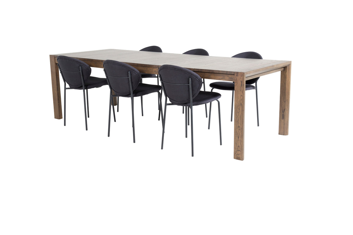 Venture Design Slider & Vault Rektangulära Matbord 170 x 95 Natur + Matstolar 2-pack Svart
