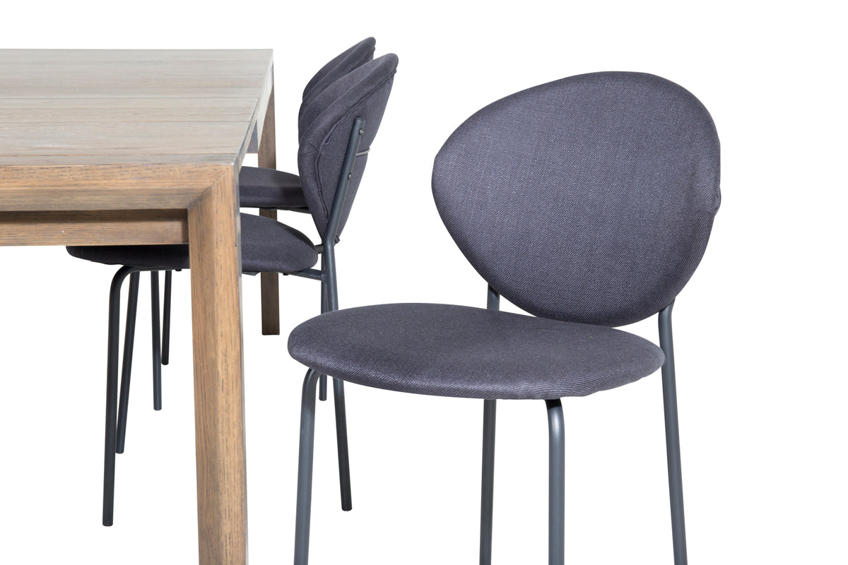 Venture Design Slider & Vault Rektangulära Matbord 170 x 95 Natur + Matstolar 2-pack Svart