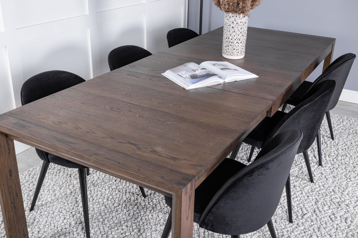 Venture Design Slider & Velvet Rektangulära Matbord 170 x 95 Natur + Matstolar 2-pack Svart