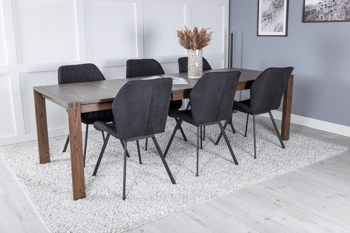 Venture Design Slider & Gemma Matbord 250*95*75 + Matstolar Svart