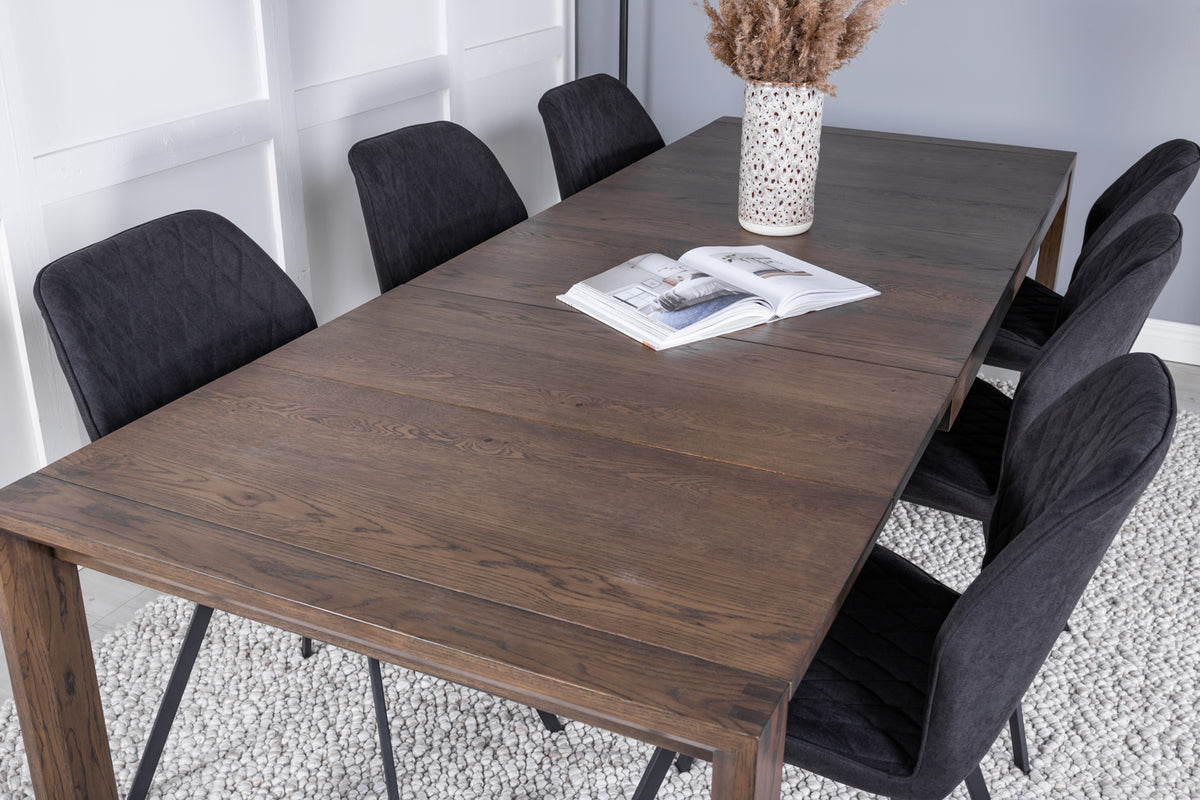 Venture Design Slider & Gemma Matbord 250*95*75 + Matstolar Svart