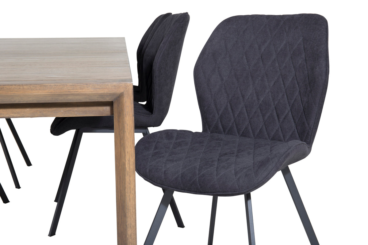 Venture Design Slider & Gemma Matbord 250*95*75 + Matstolar Svart