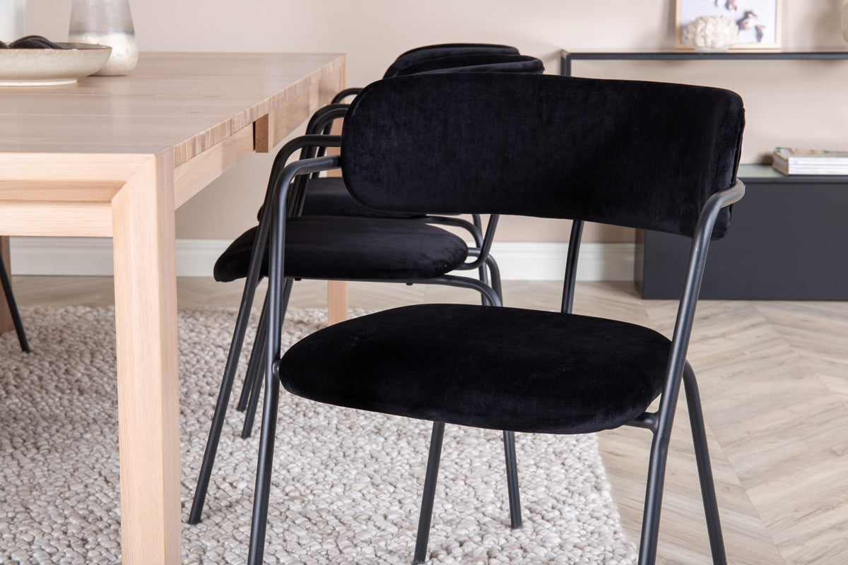 Venture Design Slider & Arrow Rektangulära Matbord 170 x 95 Vitputsad + Matstolar 2-pack Svart