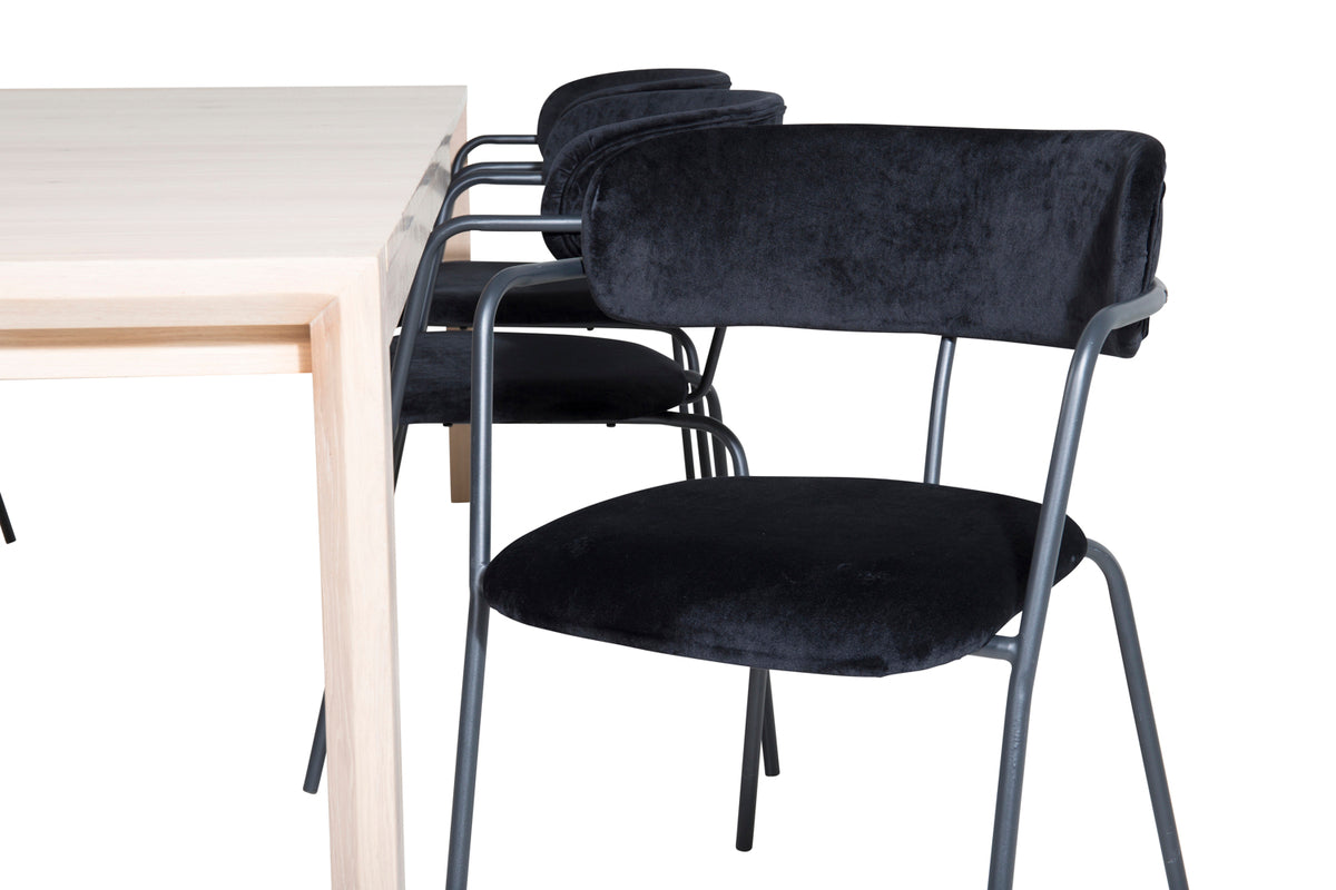 Venture Design Slider & Arrow Rektangulära Matbord 170 x 95 Vitputsad + Matstolar 2-pack Svart