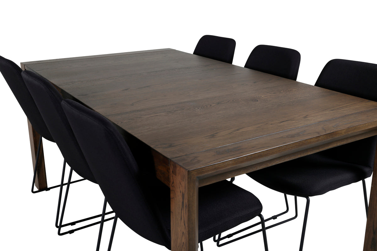 Venture Design Slider & Muce Rektangulära Matbord 170 x 95 Natur + Matstolar 2-pack Svart