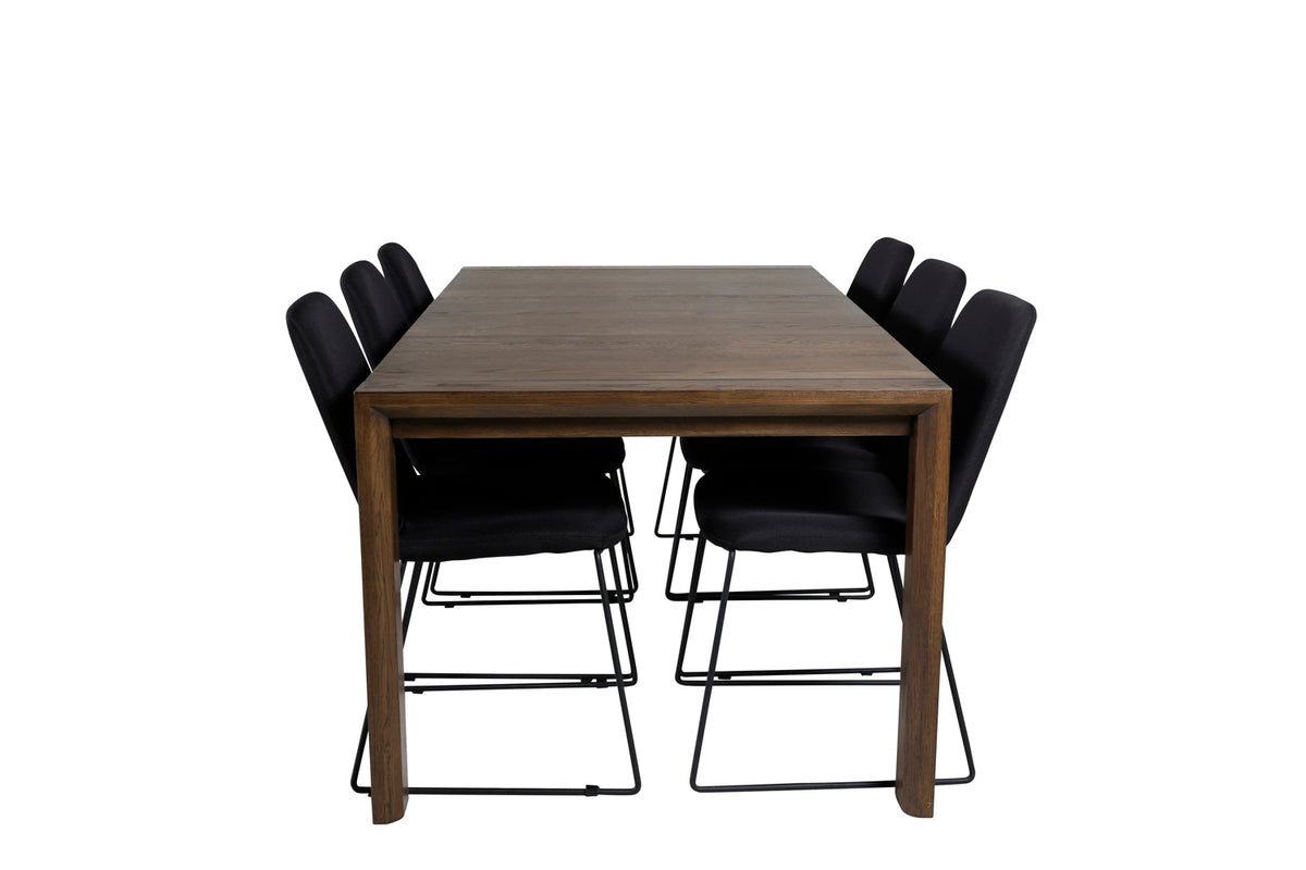 Venture Design Slider & Muce Rektangulära Matbord 170 x 95 Natur + Matstolar 2-pack Svart
