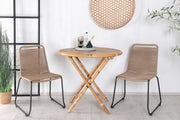 Venture Design Cane & Lindos Cafébord ⌀90 + Matstolar Brun