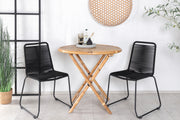 Venture Design Cane & Lindos Cafebord ⌀80 Natur + Matstolar 2-pack Svart