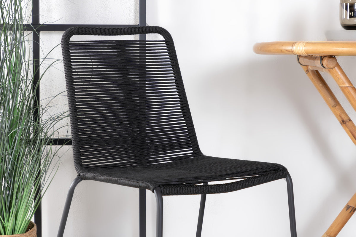 Venture Design Cane & Lindos Cafebord ⌀80 Natur + Matstolar 2-pack Svart