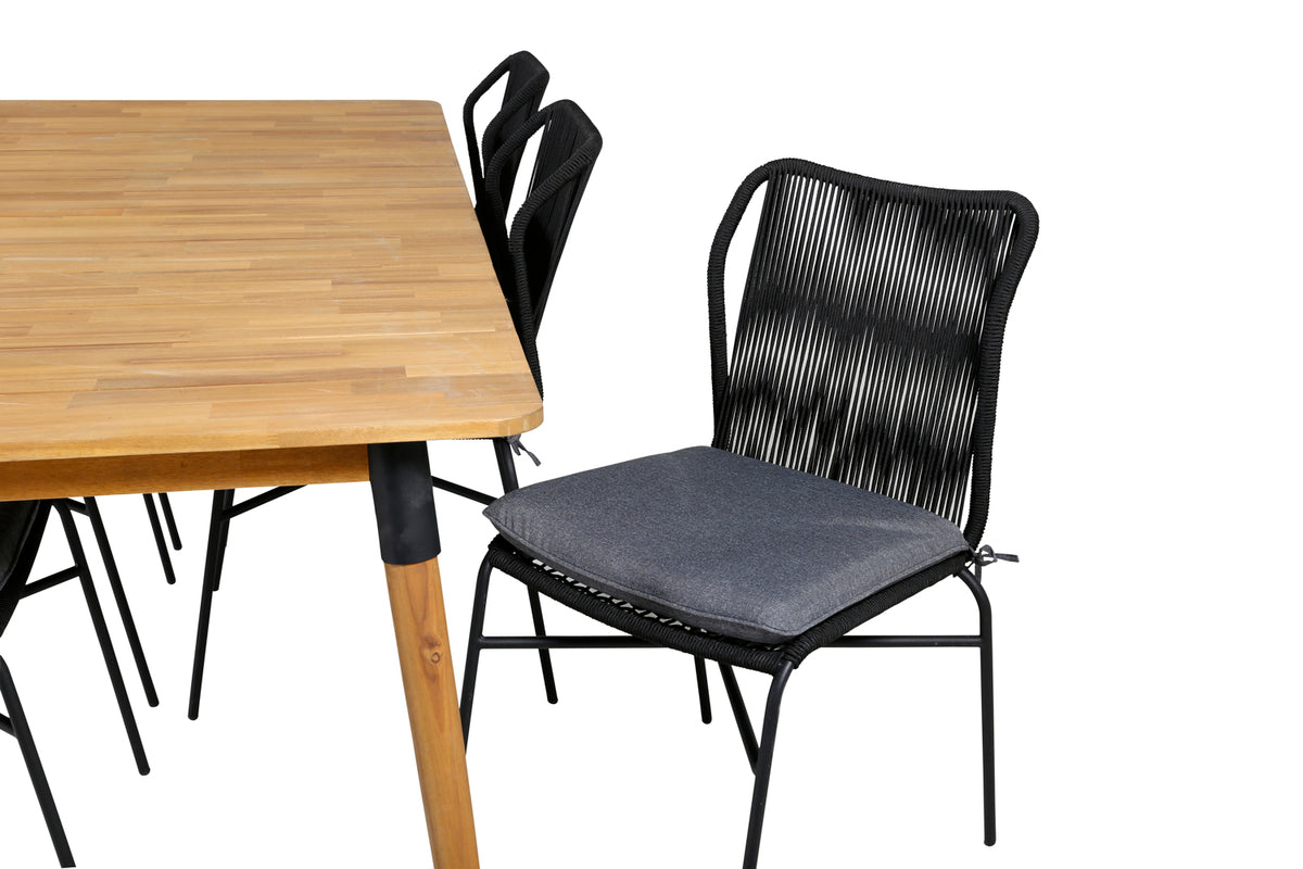 Venture Design Julian Matbord 210x100 + Matstolar Svart