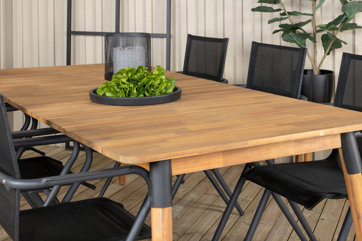 Venture Design Julian & Alina Matbord 210x100 + Matstolar Svart