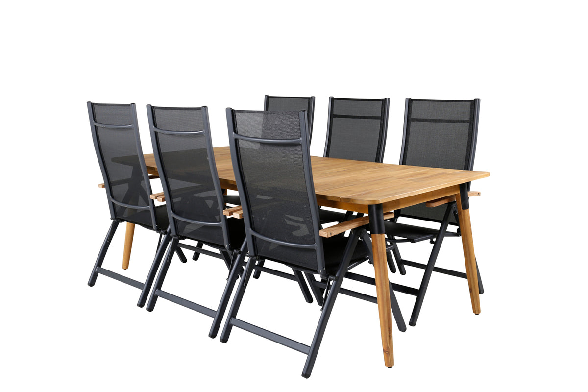 Venture Design Julian & Panama Matbord 210x100 + Positionsstolar Svart
