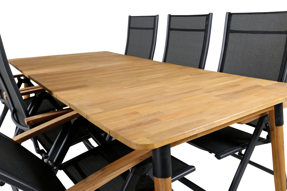 Venture Design Julian & Panama Matbord 210x100 + Positionsstolar Svart