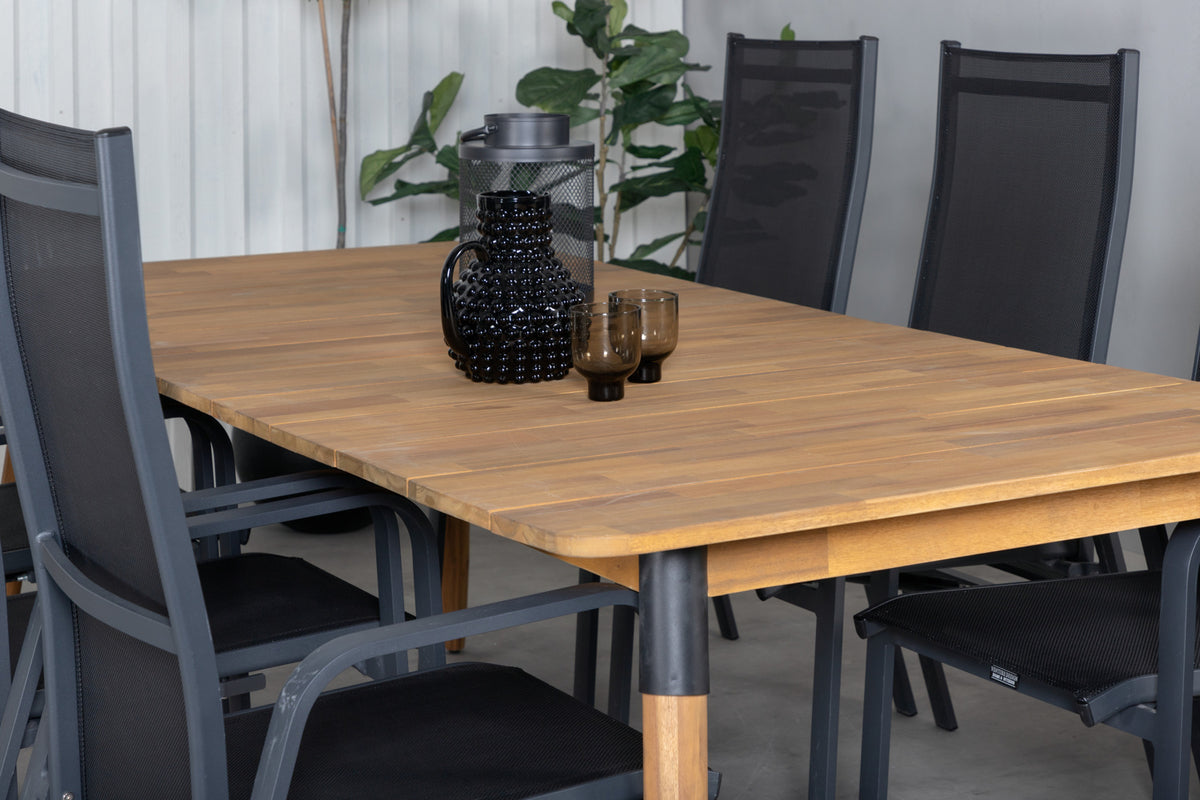 Venture Design Julian & Copacabana Matbord 210x100 + Reclinerstolar Svart