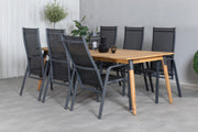Venture Design Julian & Copacabana Matbord 210x100 + Reclinerstolar Svart