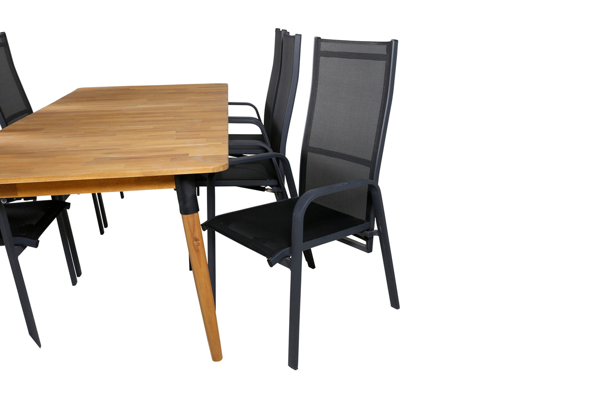 Venture Design Julian & Copacabana Matbord 210x100 + Reclinerstolar Svart