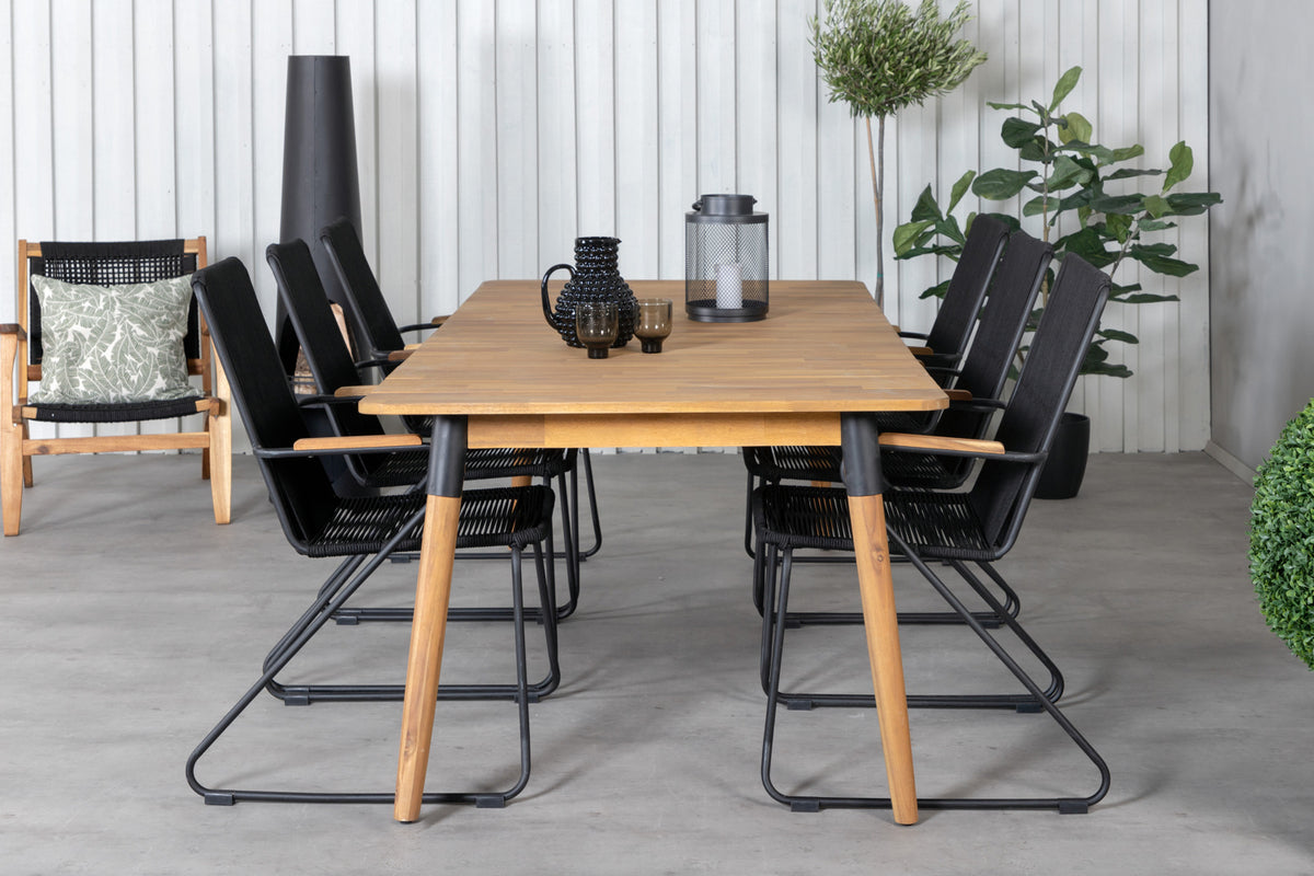 Venture Design Julian & Bois Matbord 210x100 + Matstolar Svart