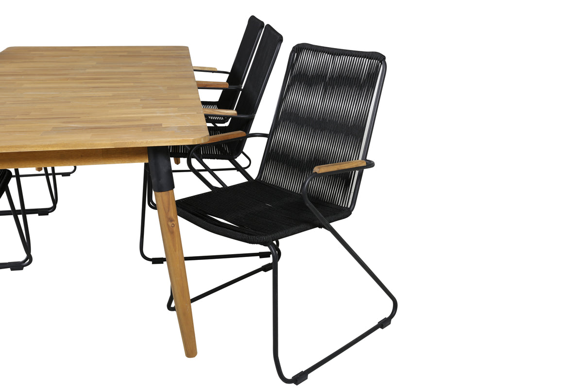 Venture Design Julian & Bois Matbord 210x100 + Matstolar Svart