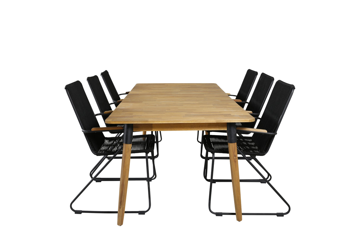 Venture Design Julian & Bois Matbord 210x100 + Matstolar Svart