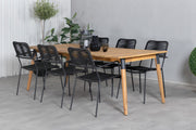 Venture Design Julian & Lindos Rektangulära Matbord 210 x 100 Natur + Matstolar 2-pack Svart