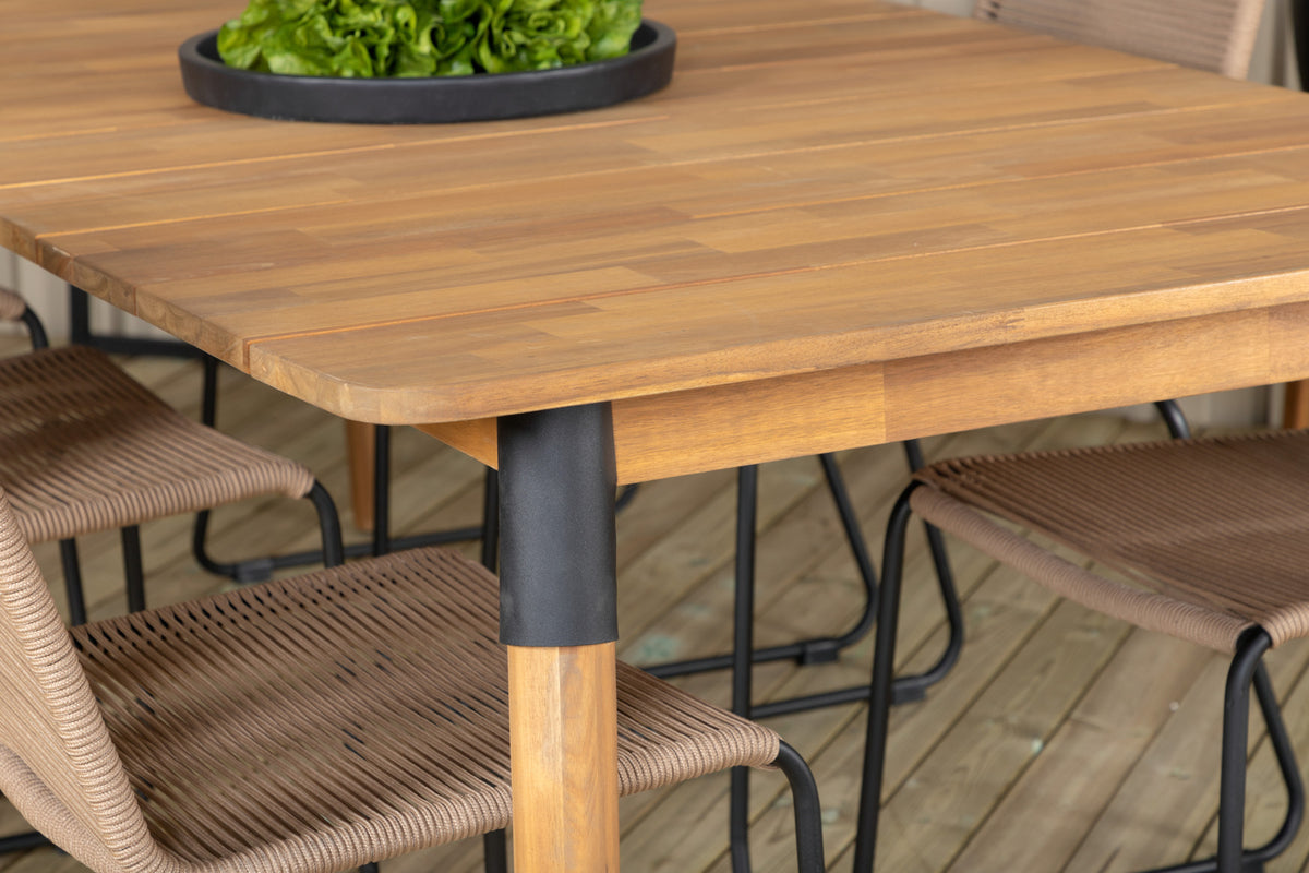 Venture Design Julian & Lindos Matbord 210x100 + Matstolar Brun