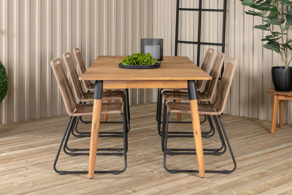 Venture Design Julian & Lindos Matbord 210x100 + Matstolar Brun