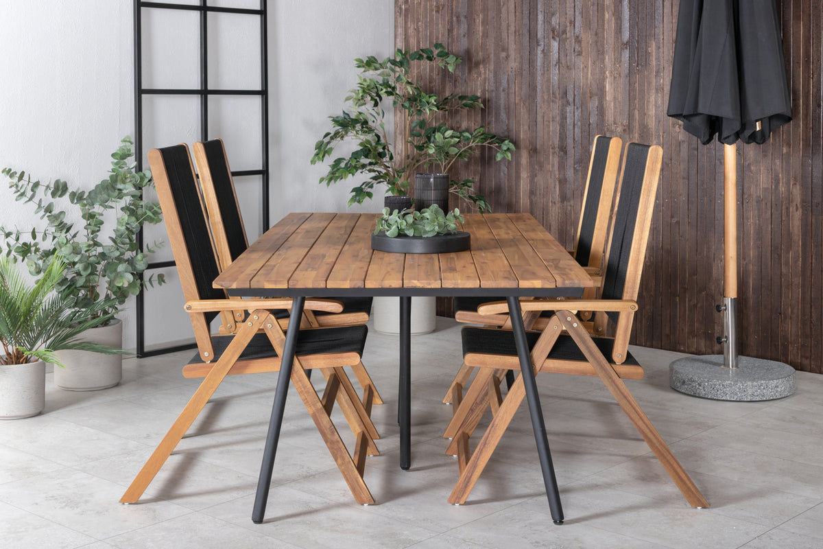 Venture Design Little John & Chan Matstolar 2-pack Svart + Rektangulära Matbord 200 x 100 Natur