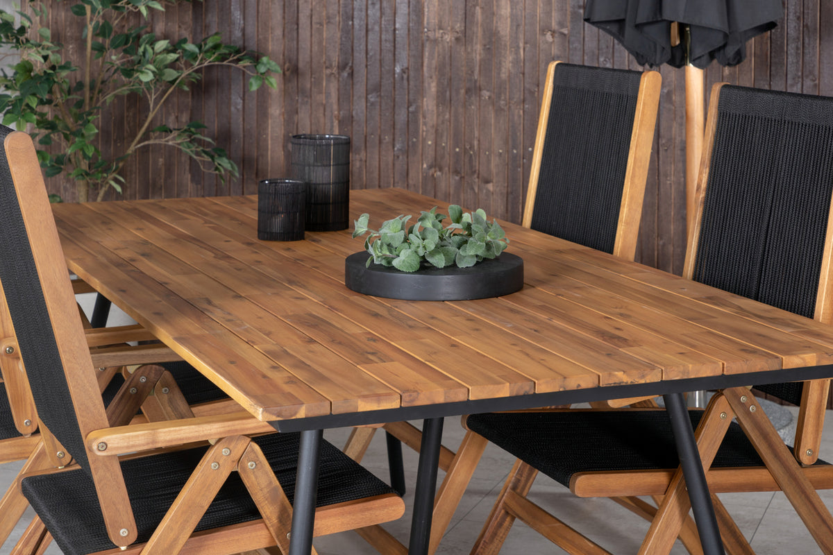 Venture Design Little John & Chan Matstolar 2-pack Svart + Rektangulära Matbord 200 x 100 Natur