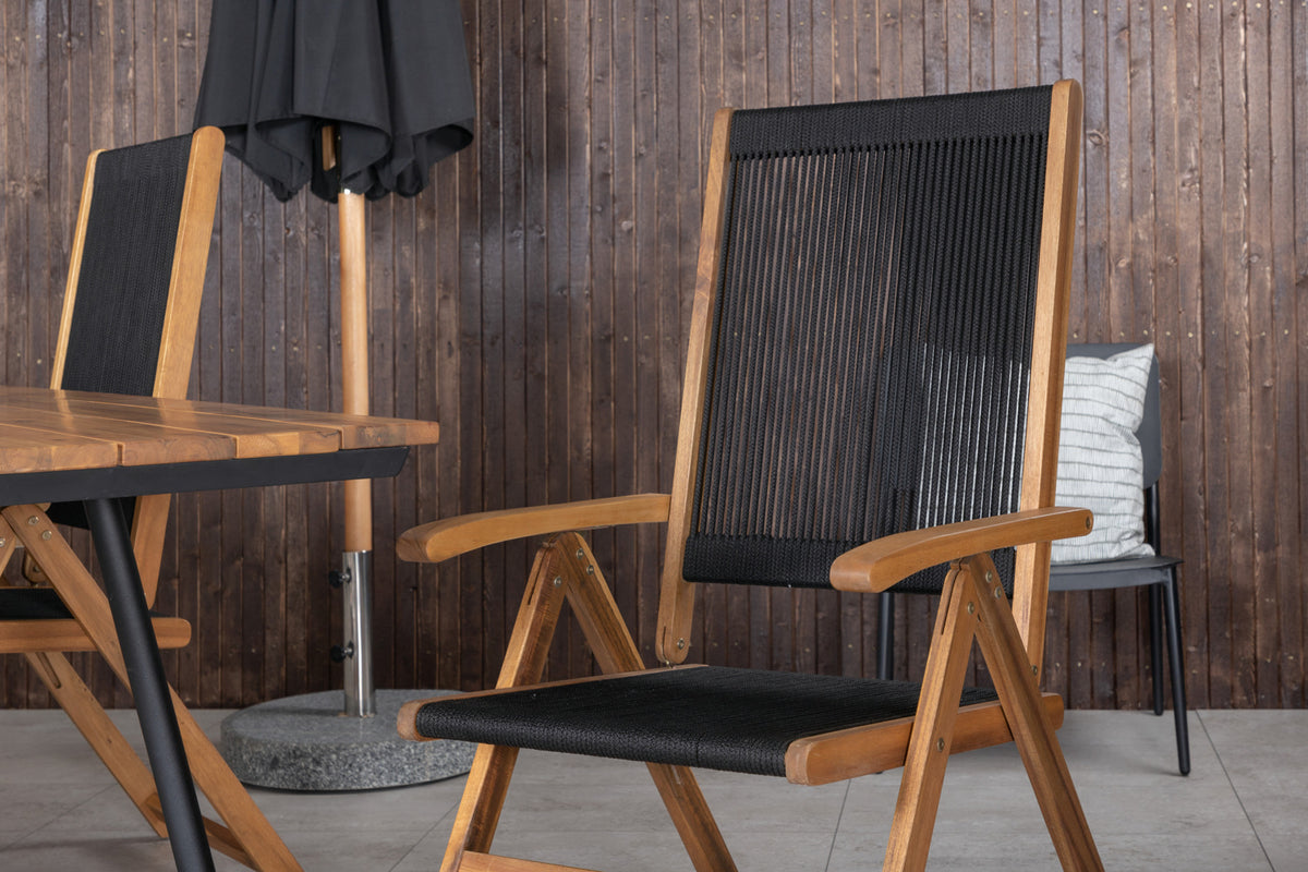 Venture Design Little John & Chan Matstolar 2-pack Svart + Rektangulära Matbord 200 x 100 Natur
