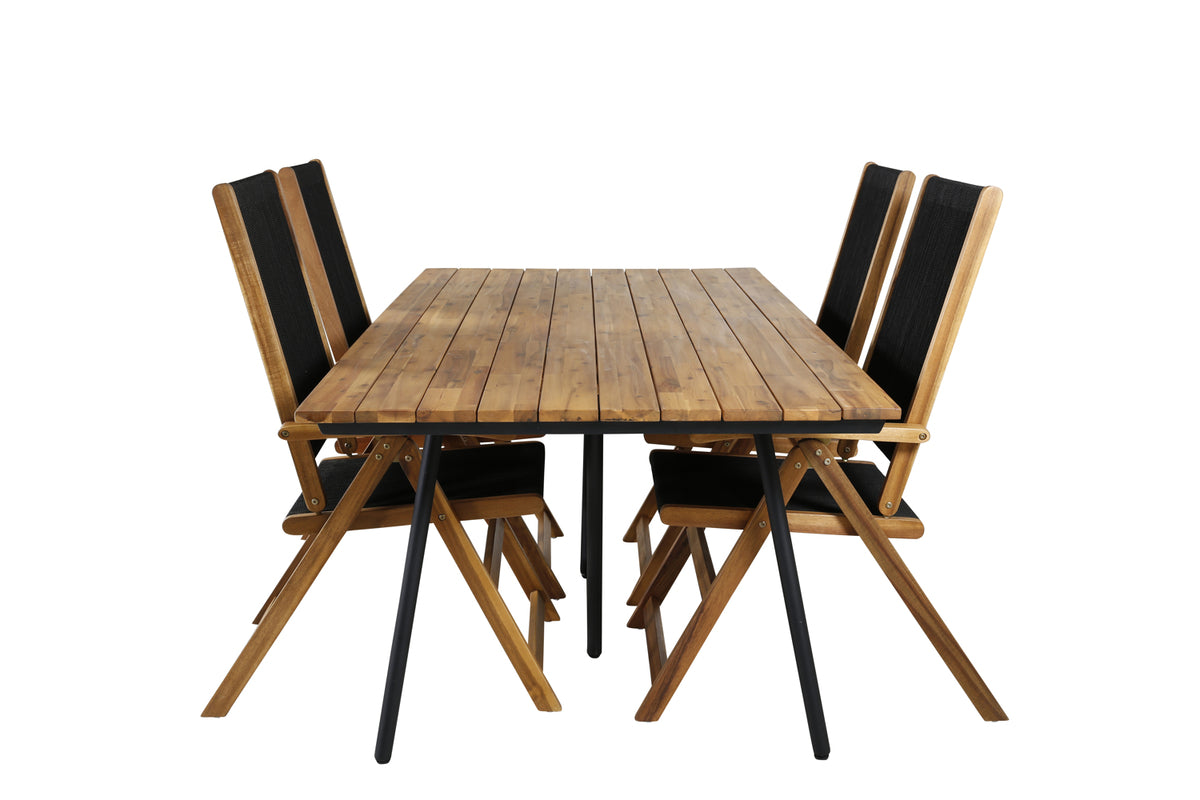 Venture Design Little John & Chan Matstolar 2-pack Svart + Rektangulära Matbord 200 x 100 Natur