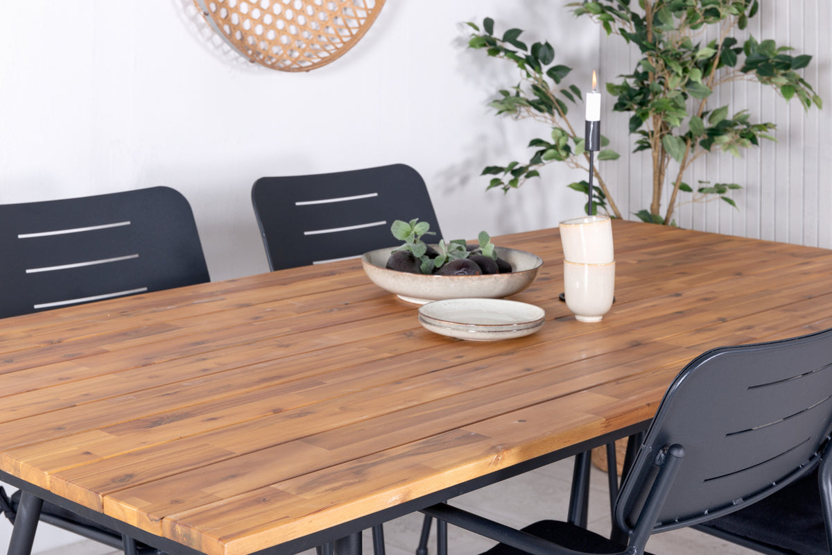Venture Design Nicke & Chan Matstolar Svart + Matbord 200x100