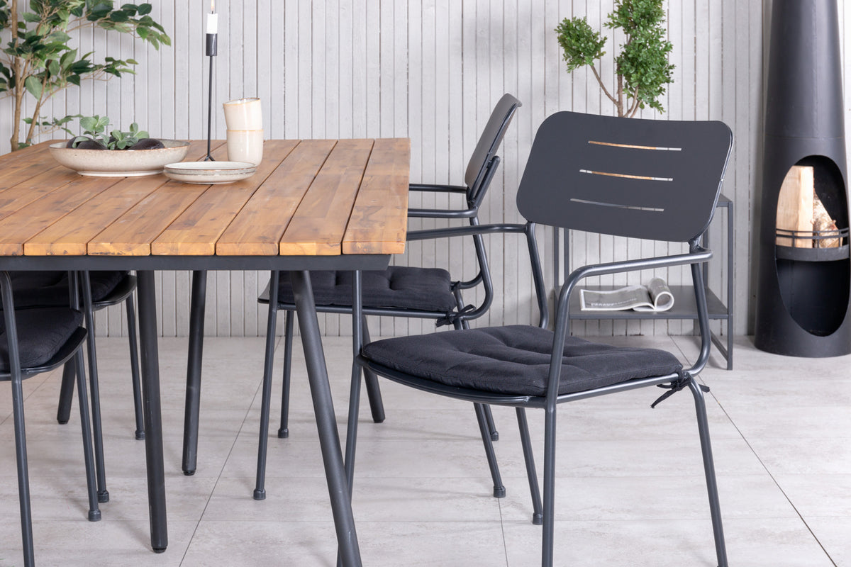 Venture Design Nicke & Chan Matstolar Svart + Matbord 200x100