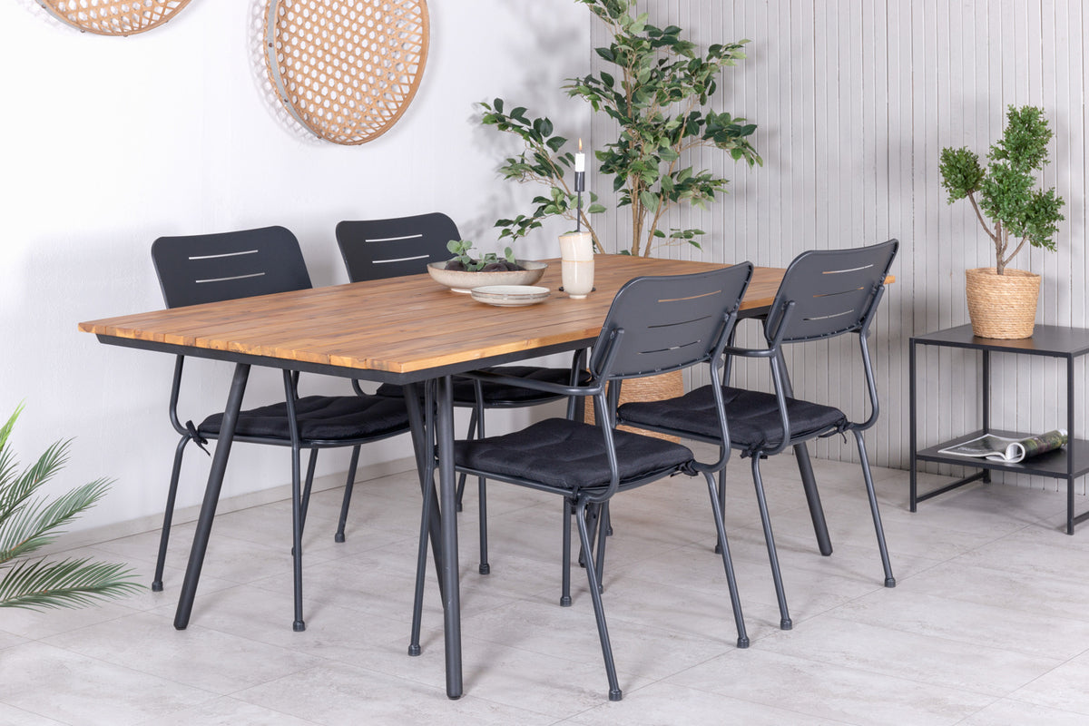 Venture Design Nicke & Chan Matstolar Svart + Matbord 200x100
