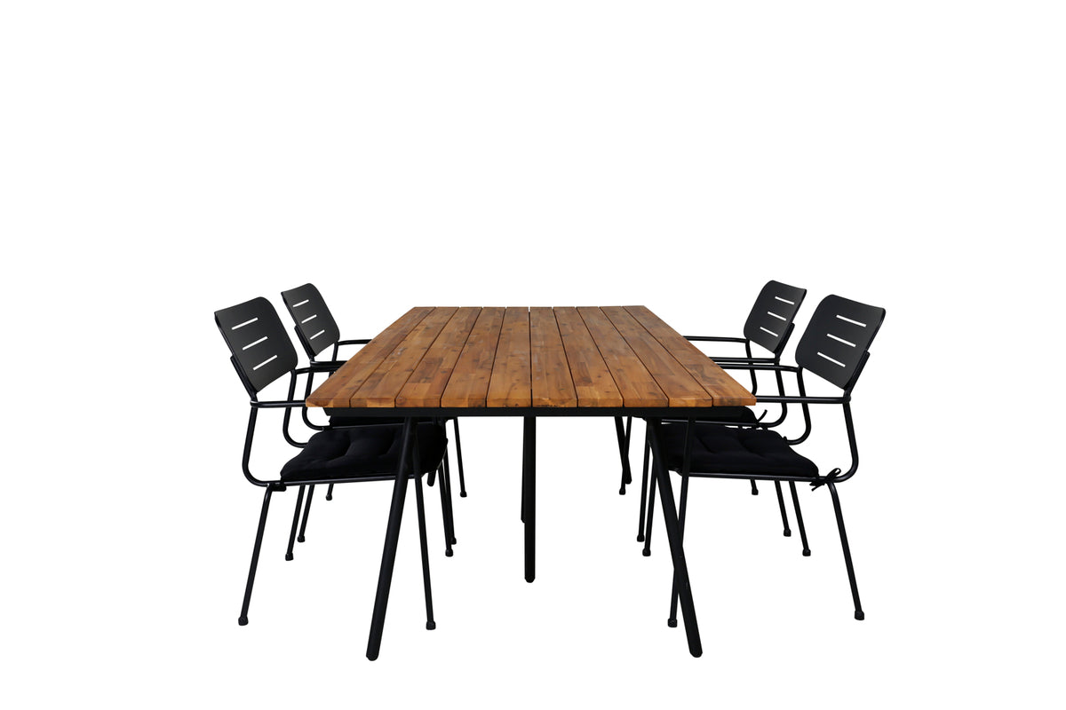 Venture Design Nicke & Chan Matstolar Svart + Matbord 200x100