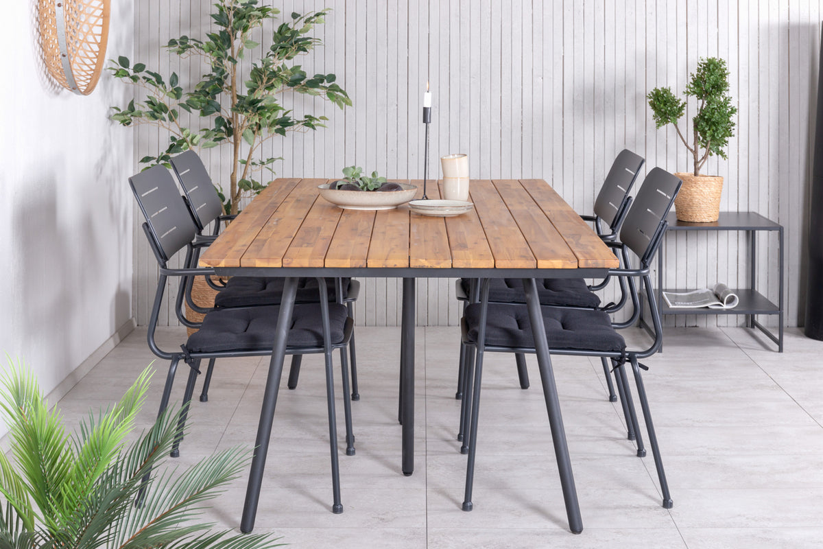Venture Design Nicke & Chan Matstolar Svart + Matbord 200x100