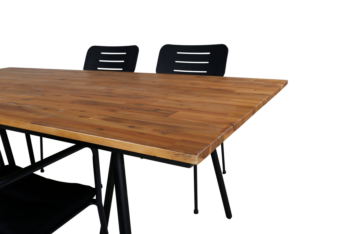 Venture Design Nicke & Chan Matstolar Svart + Matbord 200x100