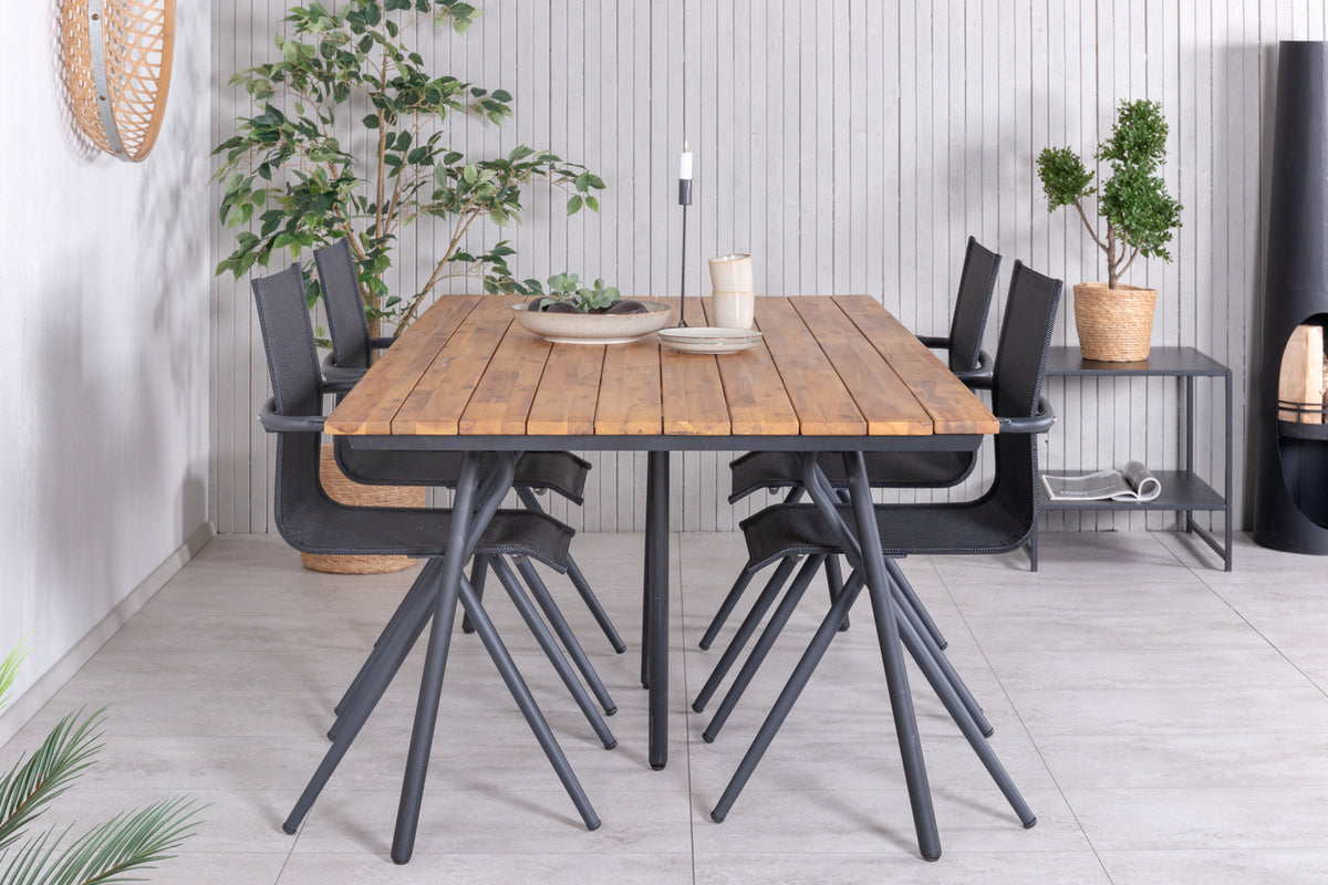 Venture Design Chan & Alina Matbord 200x100 + Matstolar Svart