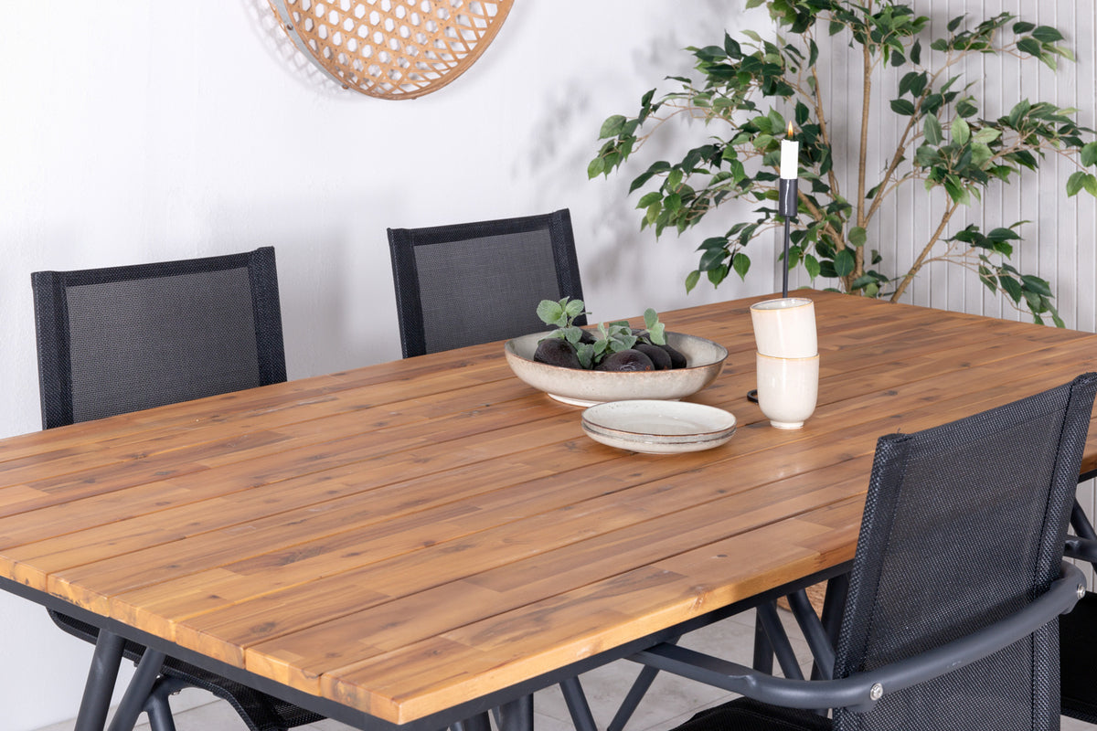 Venture Design Chan & Alina Matbord 200x100 + Matstolar Svart