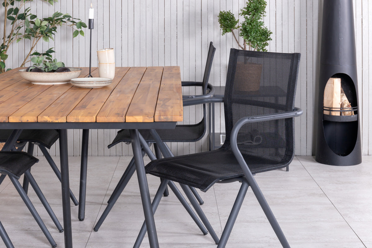 Venture Design Chan & Alina Matbord 200x100 + Matstolar Svart