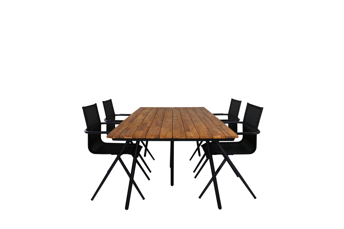 Venture Design Chan & Alina Matbord 200x100 + Matstolar Svart