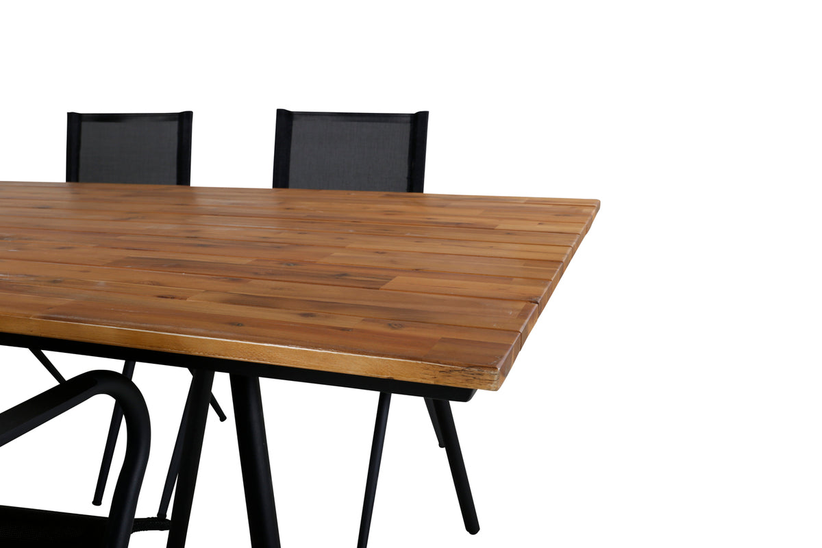 Venture Design Chan & Alina Matbord 200x100 + Matstolar Svart