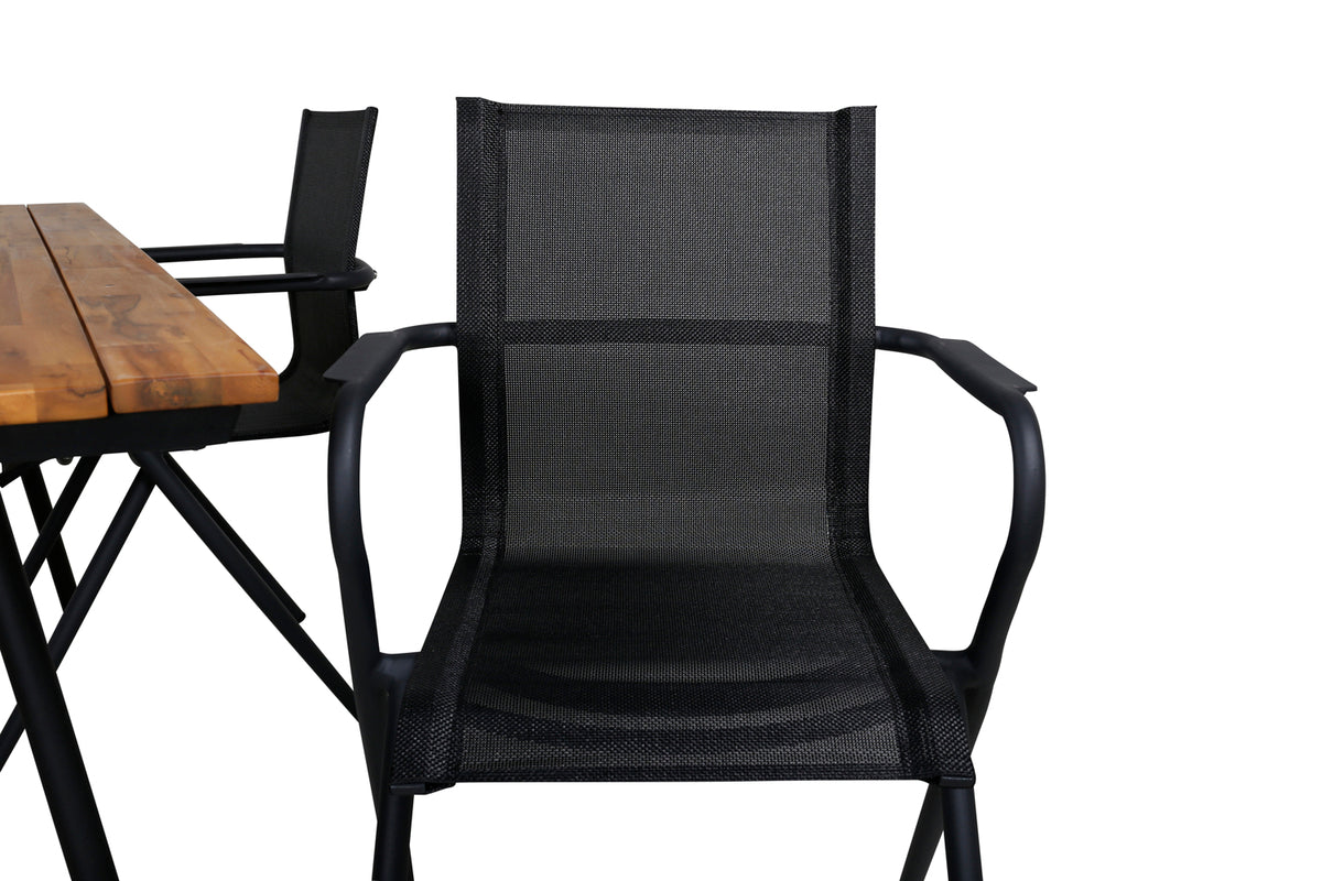 Venture Design Chan & Alina Matbord 200x100 + Matstolar Svart