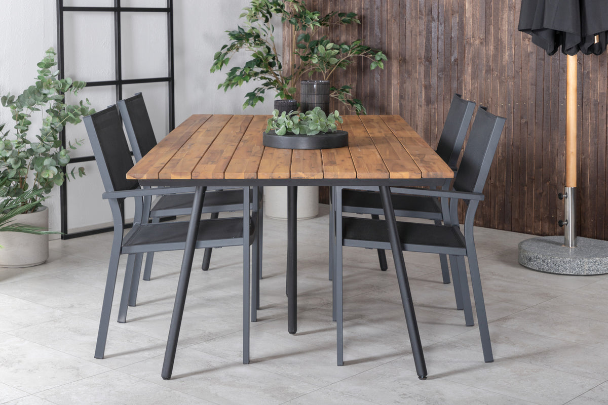 Venture Design Chan & Copacabana Matbord 200x100 + Matstolar Svart
